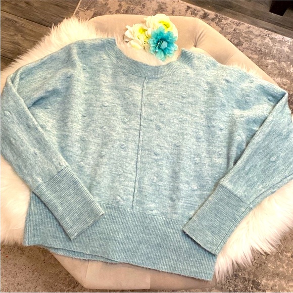 Blue V Neck Back Sweater Sz LRG By William Rast FIRM PRICE! - Picture 2 of 4